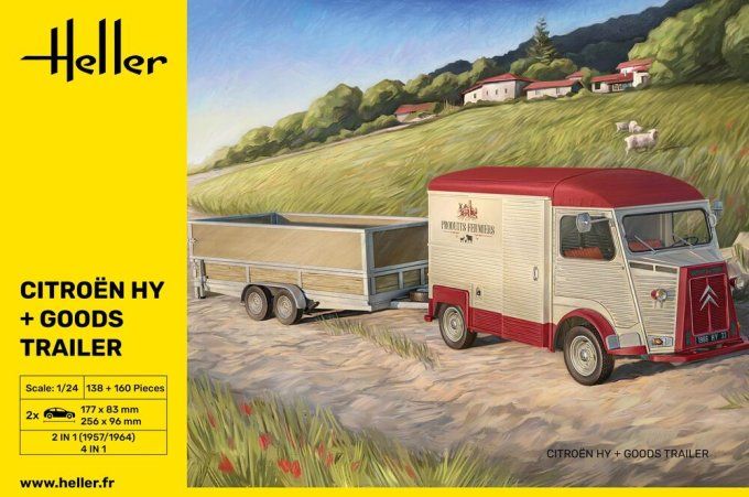 Citroen HY + Goods Trailer in 1:24