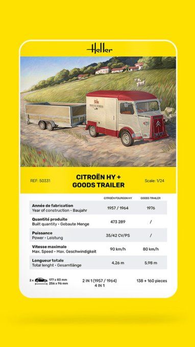 Citroen HY + Goods Trailer in 1:24