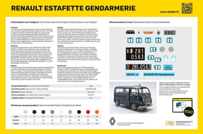 RENAULT Estafette Gendarmerie New Mould in 1/24