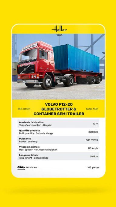 Volvo f12-20 globe trotter container semi