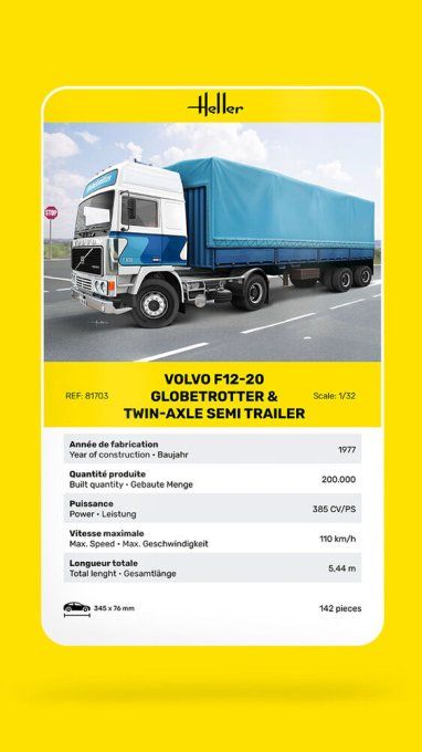 Volvo f12-20 globe trotter twin-axle semi