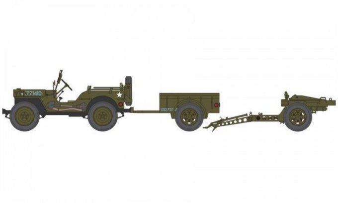 WILLYS JEEP TRAILLER + 6PDR GUN