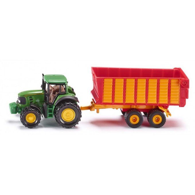 TRACTEUR JOHN DEERE REMORQUE D'ENSILAGE AU 1/64EME