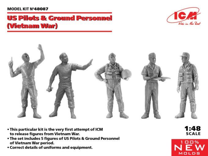 US Pilots  Ground Personnel Vietnam War 5 figures 1/48