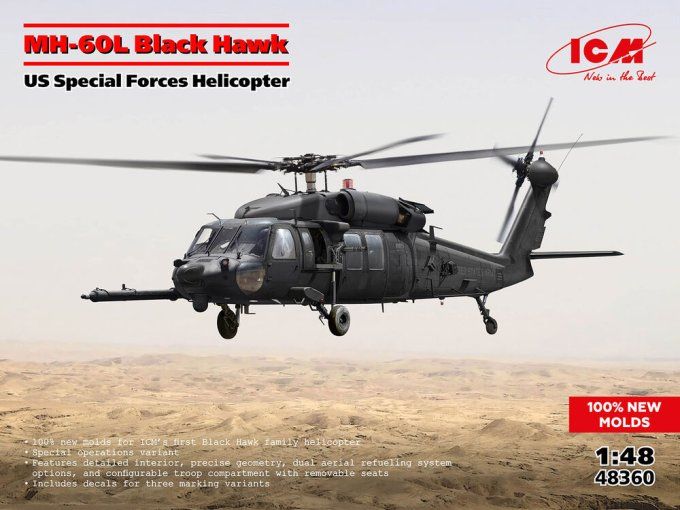 MH-60L Black Hawk, US Special Forces Helicopter (100% new molds) in 1:48