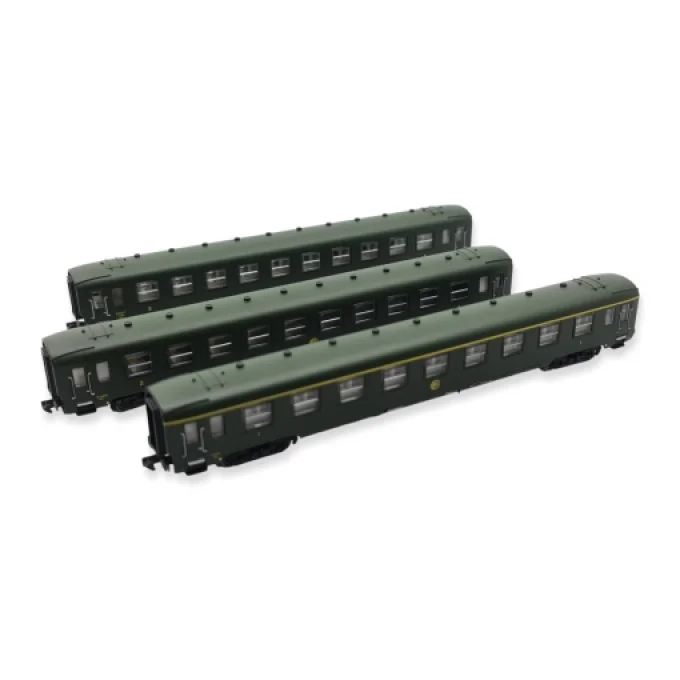 SNCF Coffret de 3 voitures DEV AOA9+2xB10 livree verte épIII