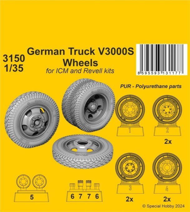 German Truck V3000S Wheels 1/35 / for ICM kits in 1:35