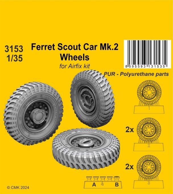 Ferret Scout Car Mk.2 Wheels 1/35 / for Airfix kits in 1:35 