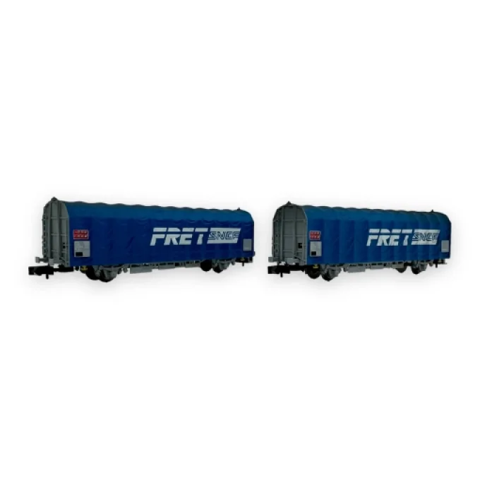 SNCF coffret 2 wagons baché Type K70 FRETY livrée bleue/gris