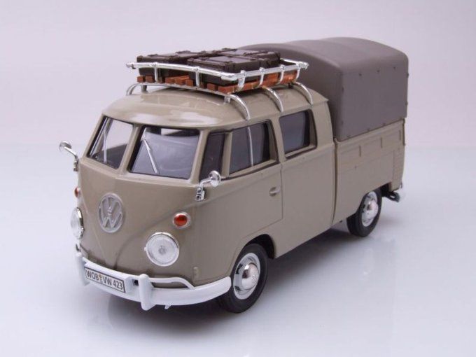 VW T1 PICK UP BEIGE AVEC BACHE ET BAGAGES SUR GALERIE