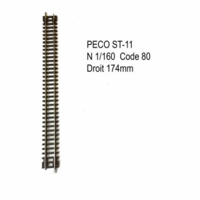 Rail Setrack droite 174mm code 80 -N-1/160-PECO ST-11