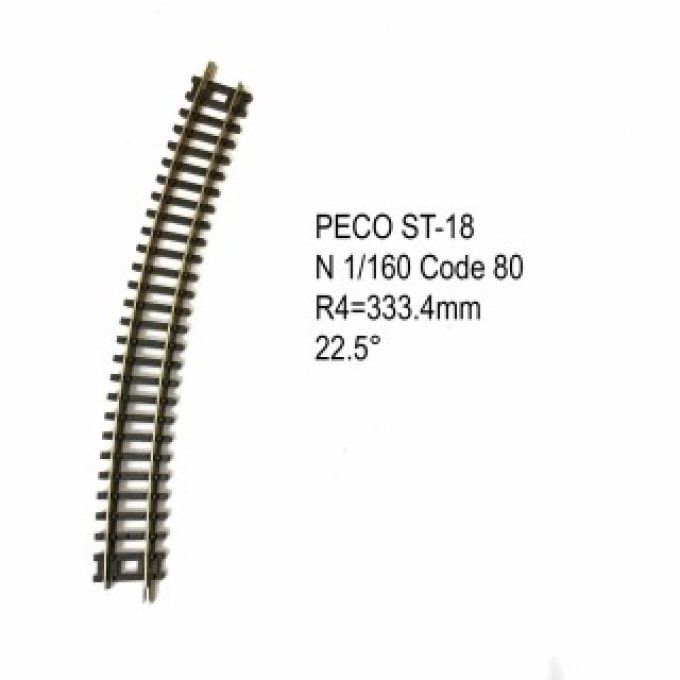 Rail Setrack courbe R 333.4mm 22.5 degrés code 80 -N-1/160-PECO ST18