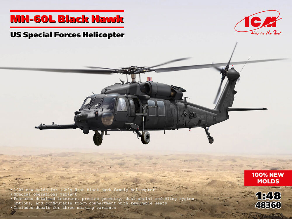 Accueil  Maquettes Plastiques  Avions  Avions 1/48  MH-60L Black Hawk, US Special Forces Helicopter (100% new molds) in 1:48  MH-60L Black Hawk, US Special Forces Helicopter (100% new molds) in 1:48